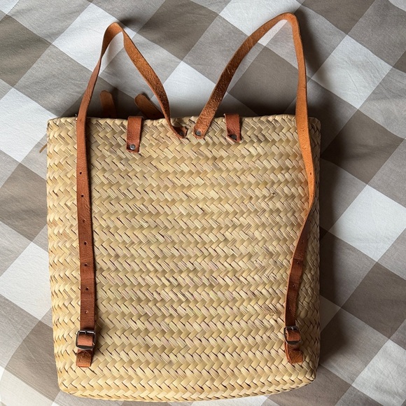 Stylish Tan Woven Backpack - Picture 3 of 6